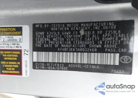 2010 Toyota Camry Le из США, поврежденный, VIN 4T4BF3EK1AR032468